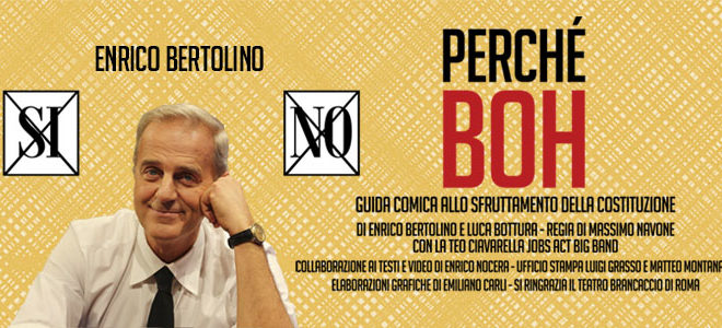 Bertolino al Brancaccio, il Referendum tra talk politico e comicità